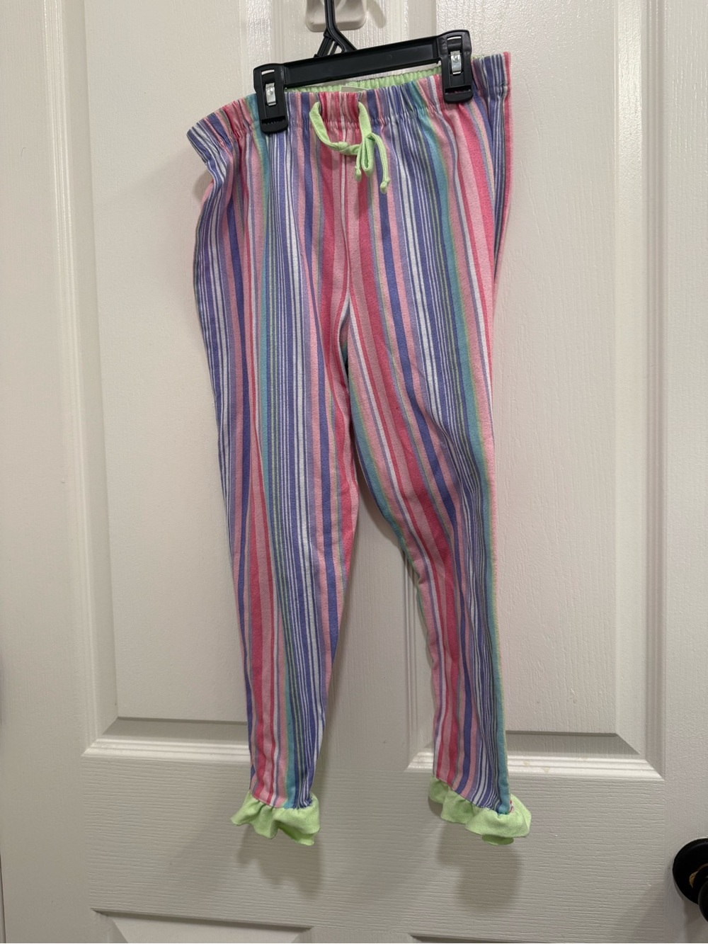 Xhilaration Girls' Multicolor Striped Pajama Pants with Lime Trim large